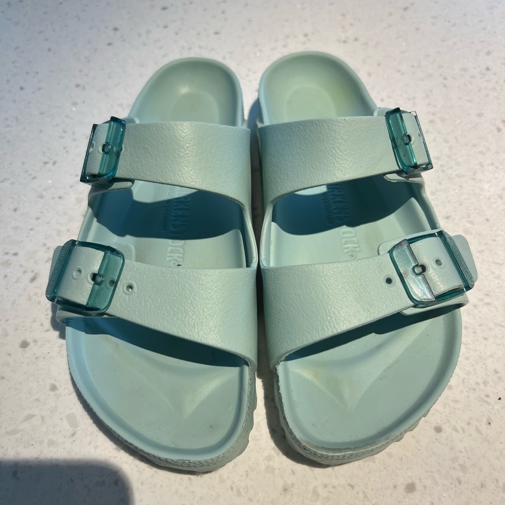 Women’s Mint Green Double-Buckle Slide Sandals